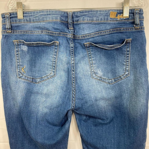 Kut From The Kloth Jeans Womens Sz 16 Blue Straight Denim Distressed Ripped - Picture 4 of 10